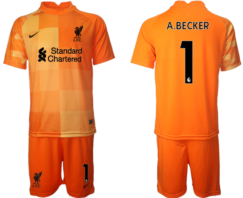 Men 2021-2022 Club Liverpool orange red goalkeeper #1 Soccer Jersey